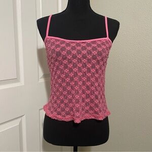 Y2K Coquette Pink Flower Knit Tank Top Cami Princess Polly RN 163017